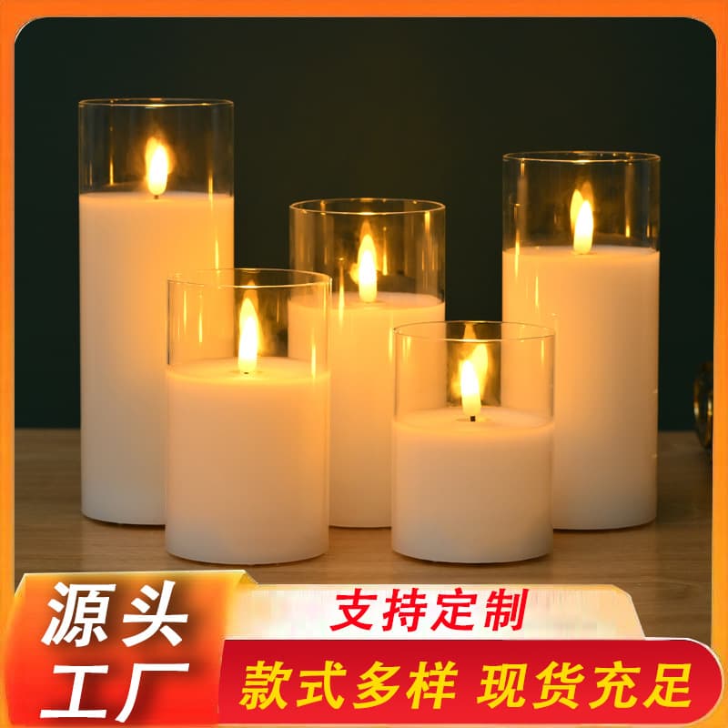 Transparent White Glass Tube Candle Lamp Decorative Romantic Ambiance Real Wax Murder Mystery Party Candle Lamp Wedding Holiday Candle