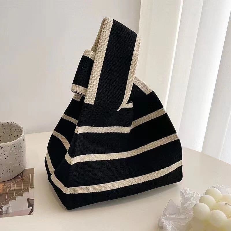 Large Capacity Small Bag Striped Knit Handbag Portable Women's Handbag Tote