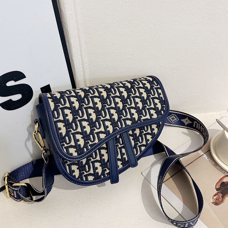 Women's Bag 2025 Fashion Crossbody Bag New Shoulder Saddle Easy to Match Embroidery Black Blue