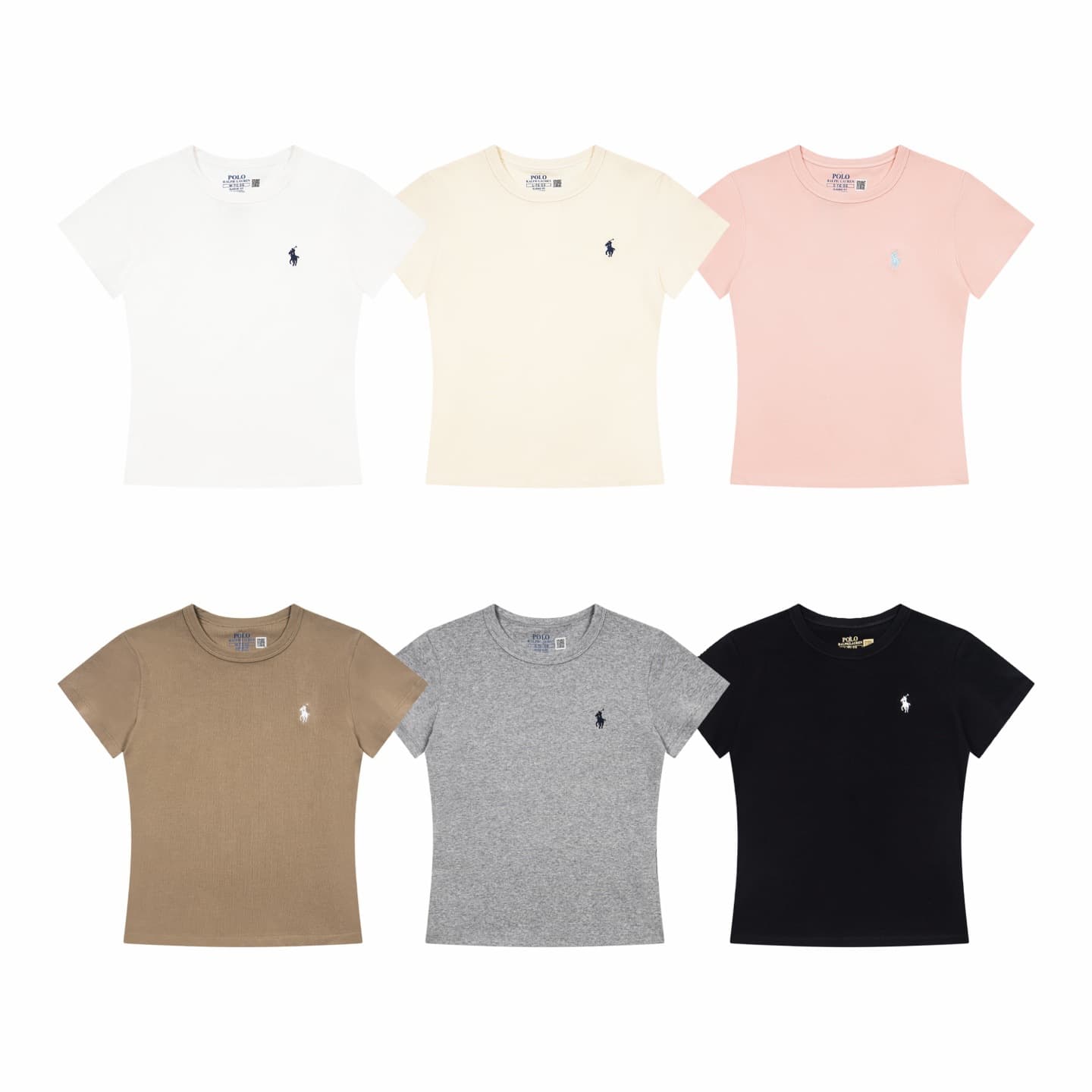 Cross-border Trade Ralph Lauren 2026 Summer New Basic Pony Embroidery Cotton Multicolor Crew Neck Short Fitted Version