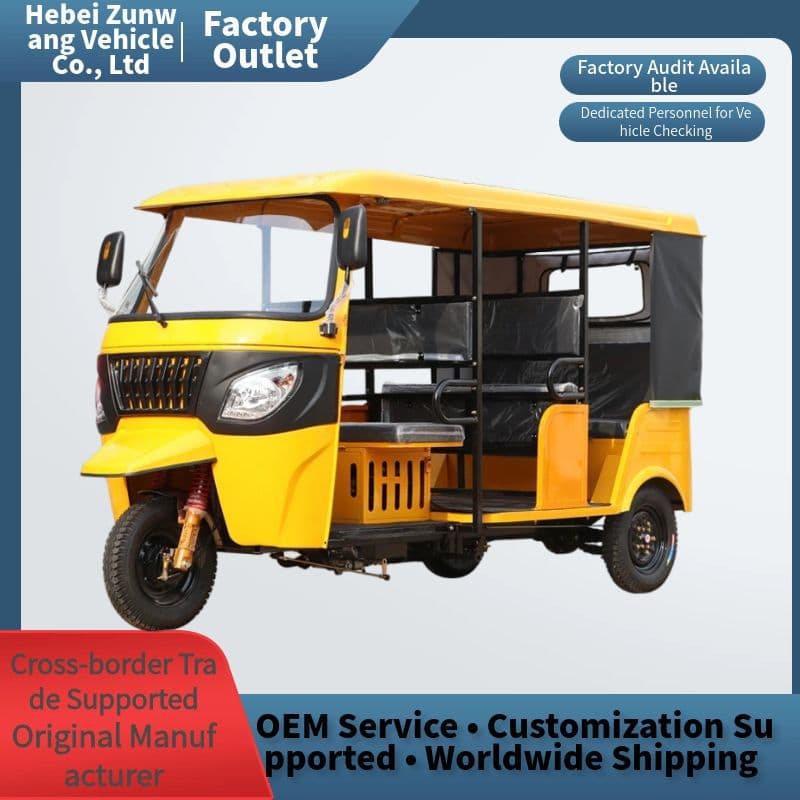 Custom Cross-Border Tuk-Tuk Ride-Hailing Fuel Three-Wheeled Motorcycle Passenger Tricycle Source Export Factory
