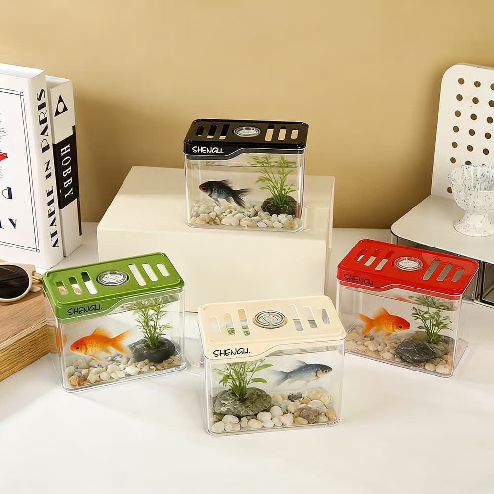 Desktop mini fish tank for home small living room office pet turtle lizard snake see-through pet cabin