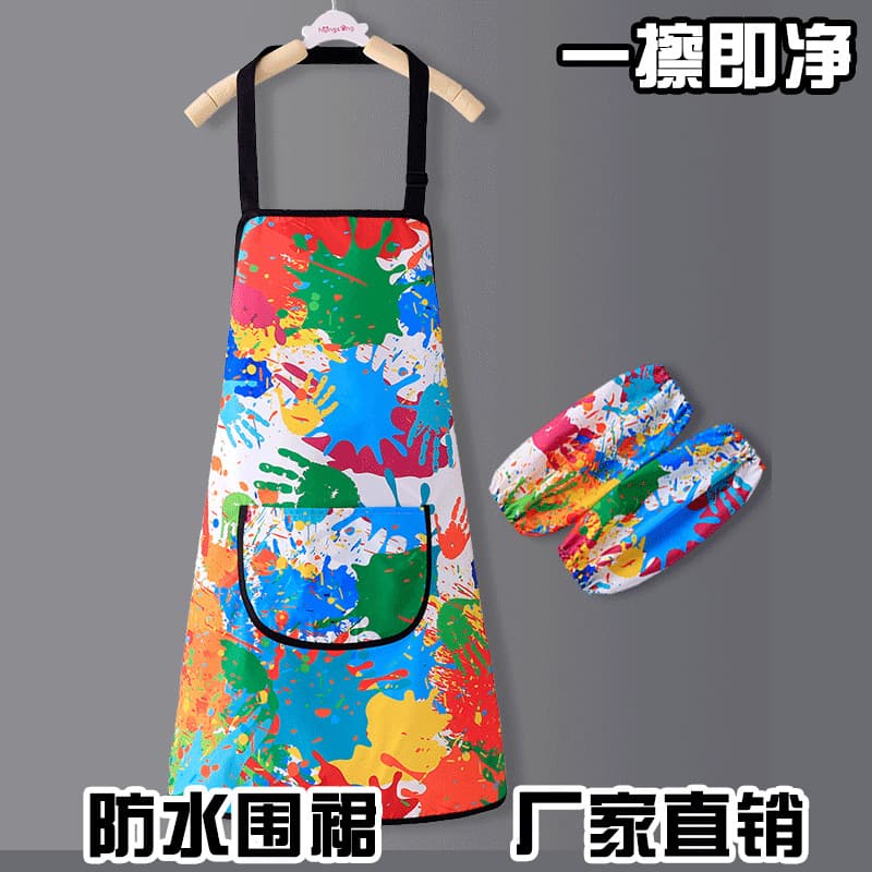 Children's aprons with logo printing, special for art students, waterproof for painting, kitchen, and kindergarten printing.