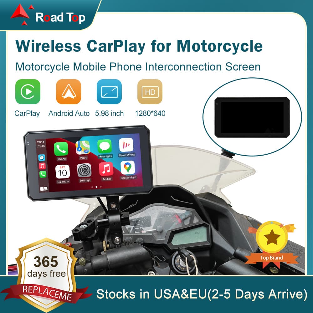 RoadTop 5.98-inch Waterproof Portable GPS Navigation Motorcycle with CarPlay Display