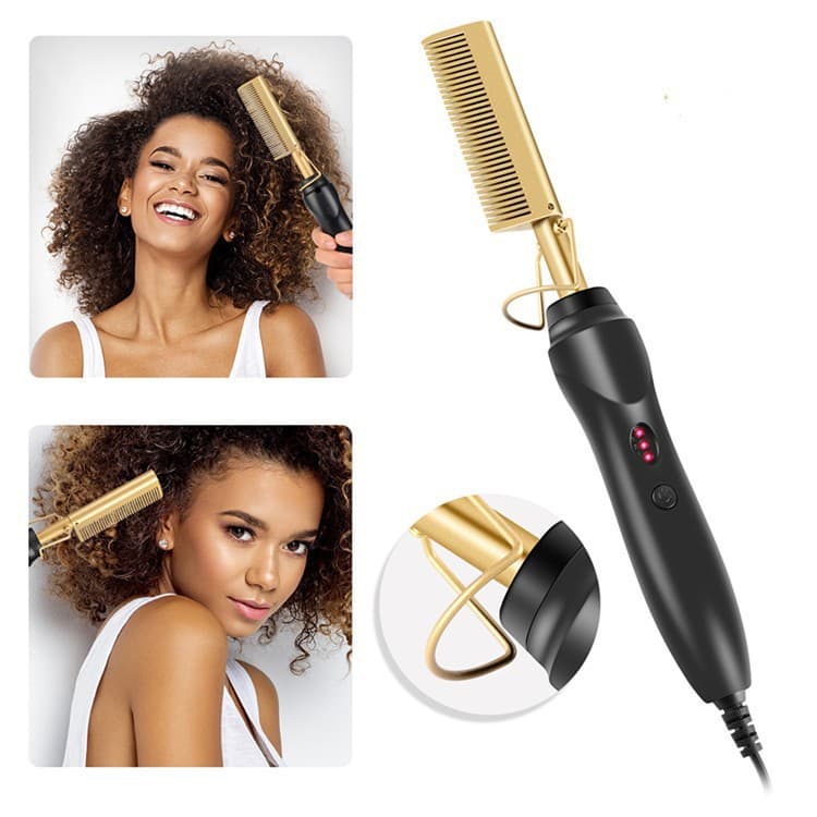 New Electric Comb Multi-Purpose for Straightening and Curling, Home Use Dry and Wet Dual-Use Straightening Comb, Multifunctional Electric Heating Comb Curling Rod