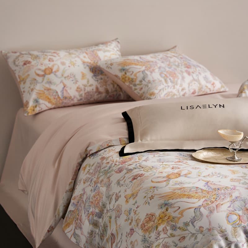 American high-count long-staple cotton printed four-piece set with floral digital printing 100 pure cotton four-season set