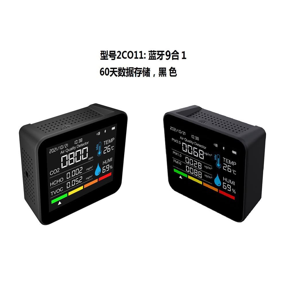 9-in-1 Air Quality Detector APP Bluetooth CO2, PM2.5 Dust Air Pollutants TVOC Formaldehyde