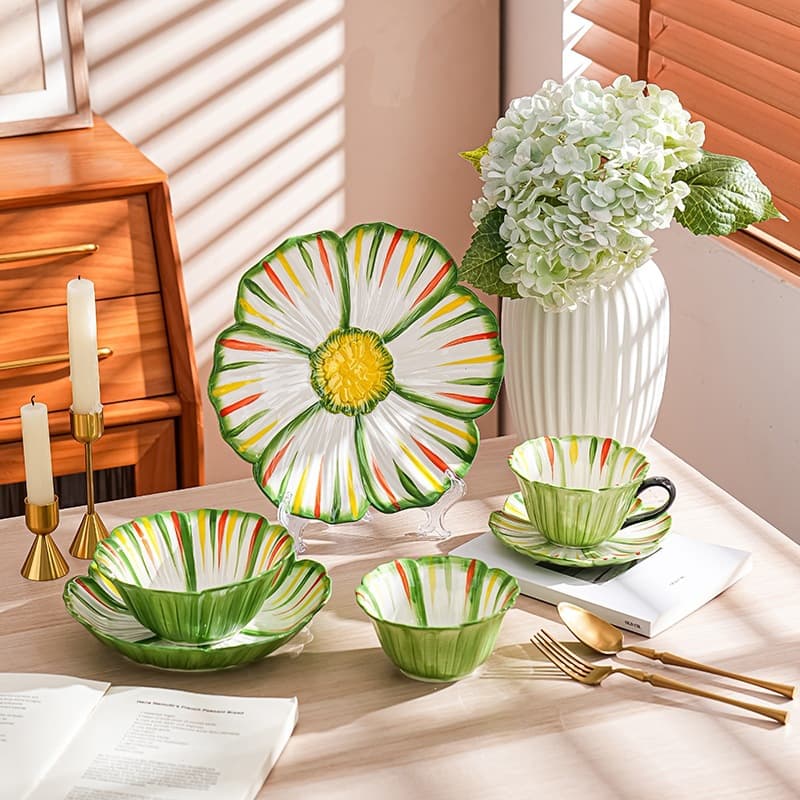 Yumeiren Coffee Cup and Saucer Ceramic Mug High Appearance Home Tableware Underglaze Color Plate Rice Bowl