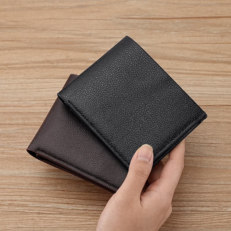 Cross-border dropshipping wallet, men's short PU wallet, youthful and fashionable, embossed, horizontal design, soft, large capacity, multiple card slots for coins.