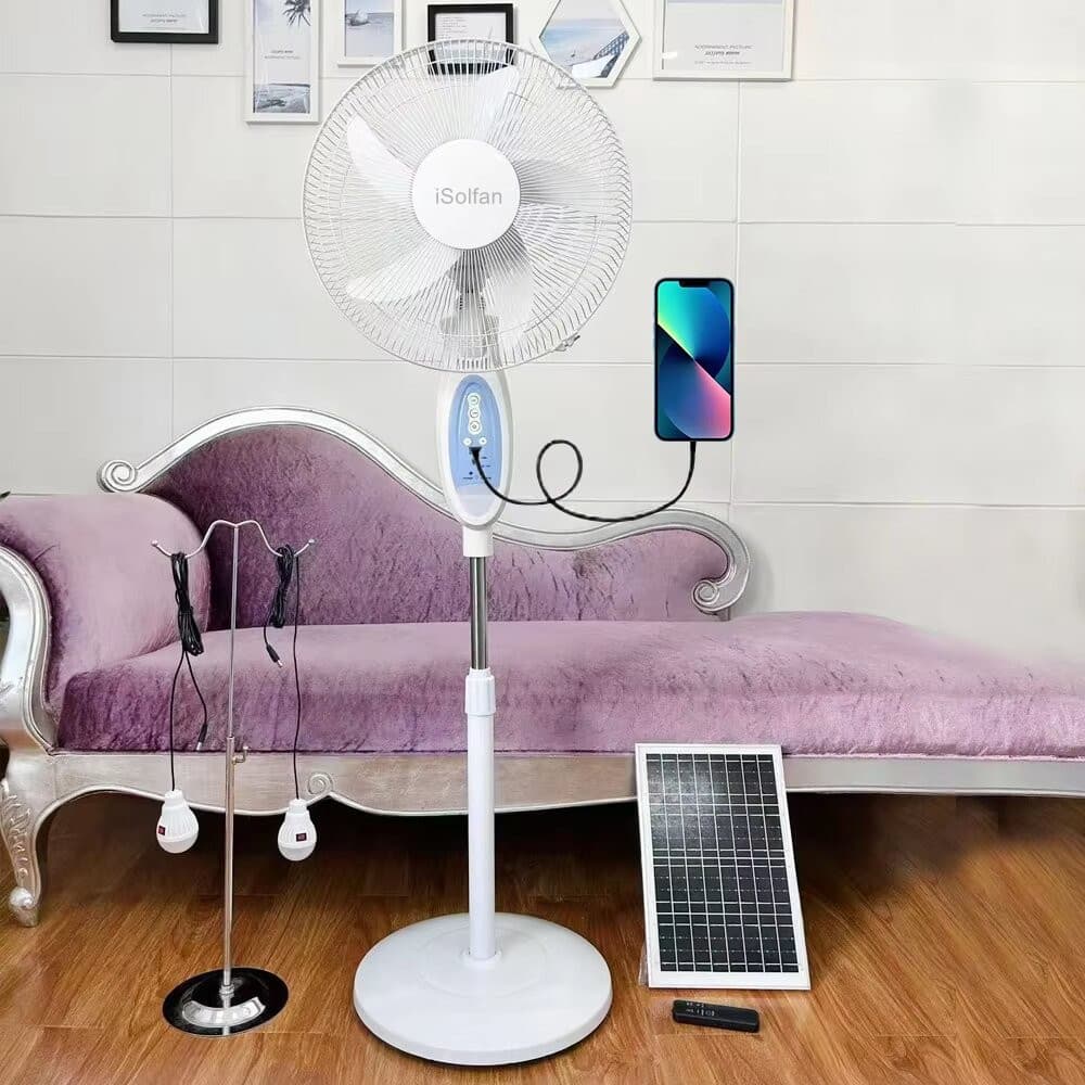 iSolfan Multi-Speed Solar Fan Energy-Saving Floor Fan Electric Fan Air Circulation Fan Home Standing