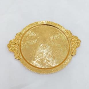 Export Gold Silver Embossed Oval Tray Fruit Snack Plate Decorative Plate Cup Tray Light Luxury Style Fruit Plate for Home Use