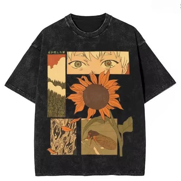 Fashion Design Birthday Gift Stylish T-Shirt for Men Summer Hikaru Death Summer T-Shirt Street Washed T-Shirt