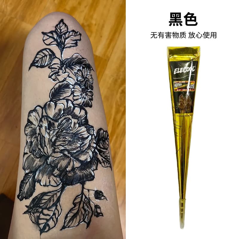 Henna Tattoo Cream Cross-Border Semi-Coverage Waterproof Tattoo Paste Indian Hand-Painted Tattoo Cream Color Pigment