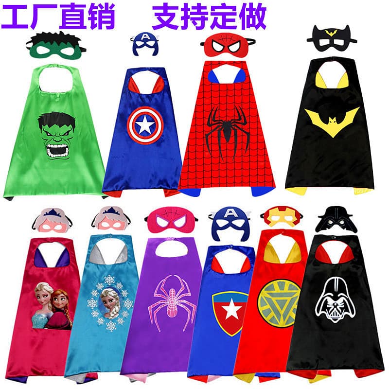 Children's Halloween capes, cloaks, superhero costumes, Spider-Man, Hulk cosplay Halloween costumes for children.