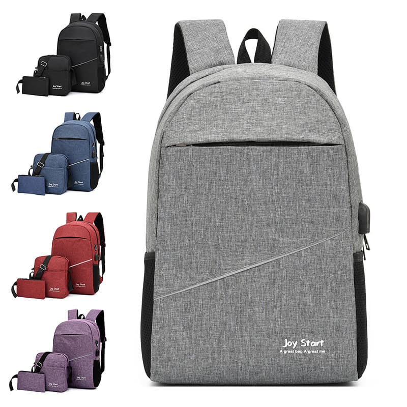 Multifunctional Backpack 3-Piece Set with USB Charging Port Casual Bag Fashion Men's Bag