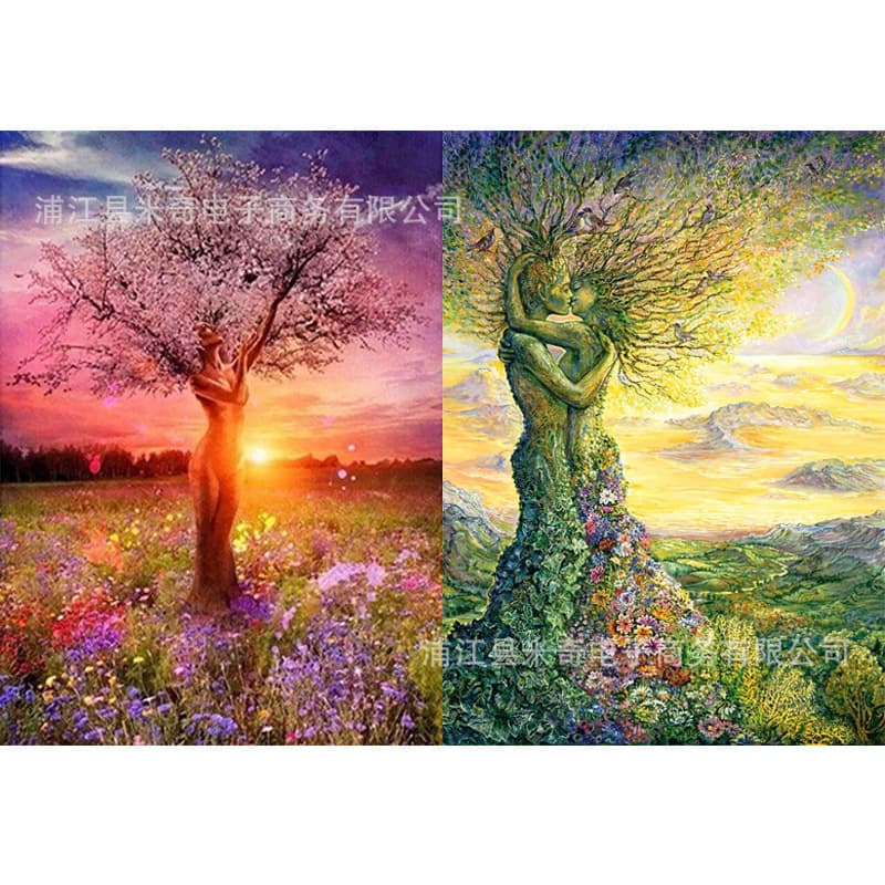 5D Diamond Painting Round Drill Tree Set Full Drill Canvas Diamond Painting Decorative Painting Cross-border Distribution Factory Wholesale