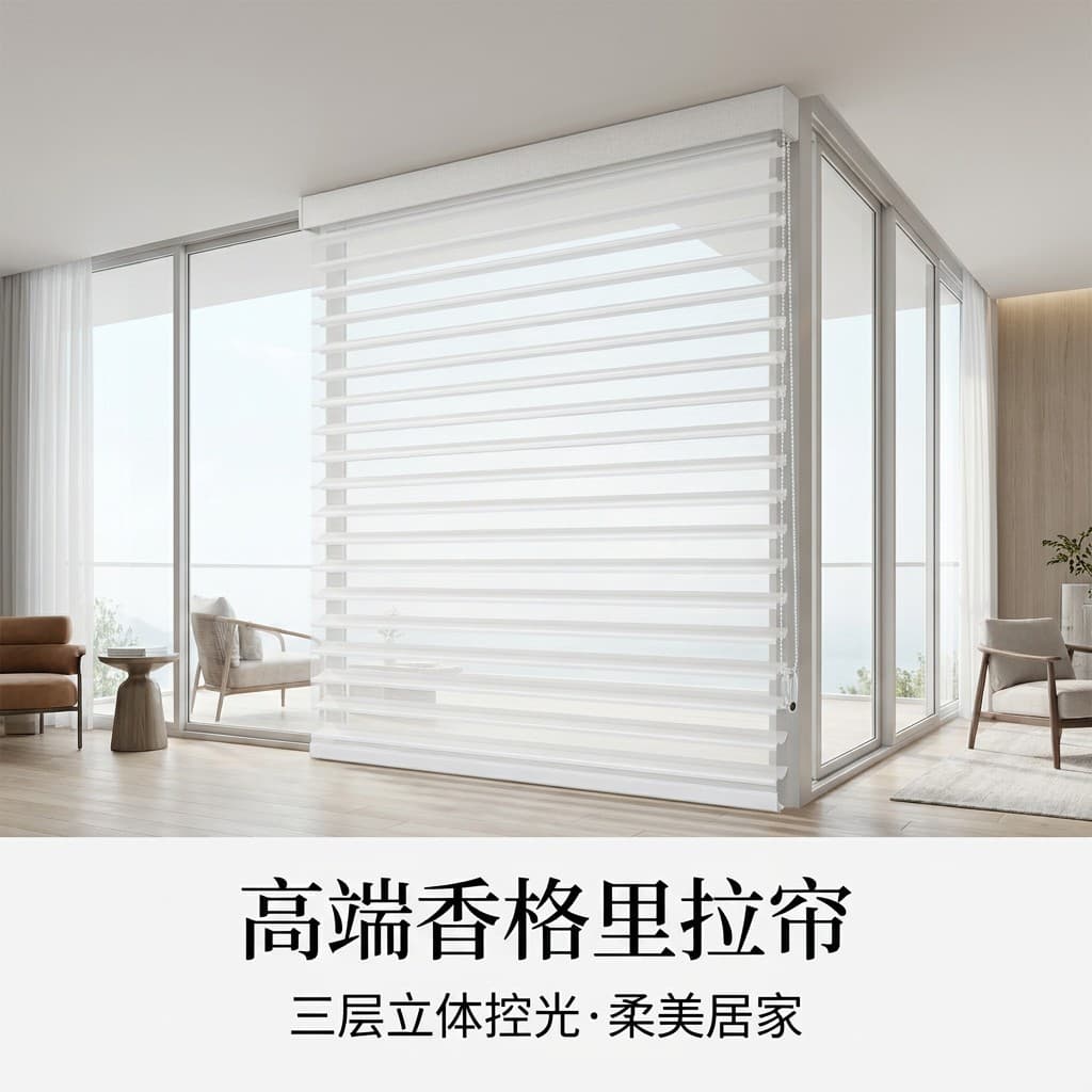 Three-Layer Shangri-La Shade Soft Light Filtering Horizontal Roller Blind Elegant Minimalist Dimming Curtain Factory Custom