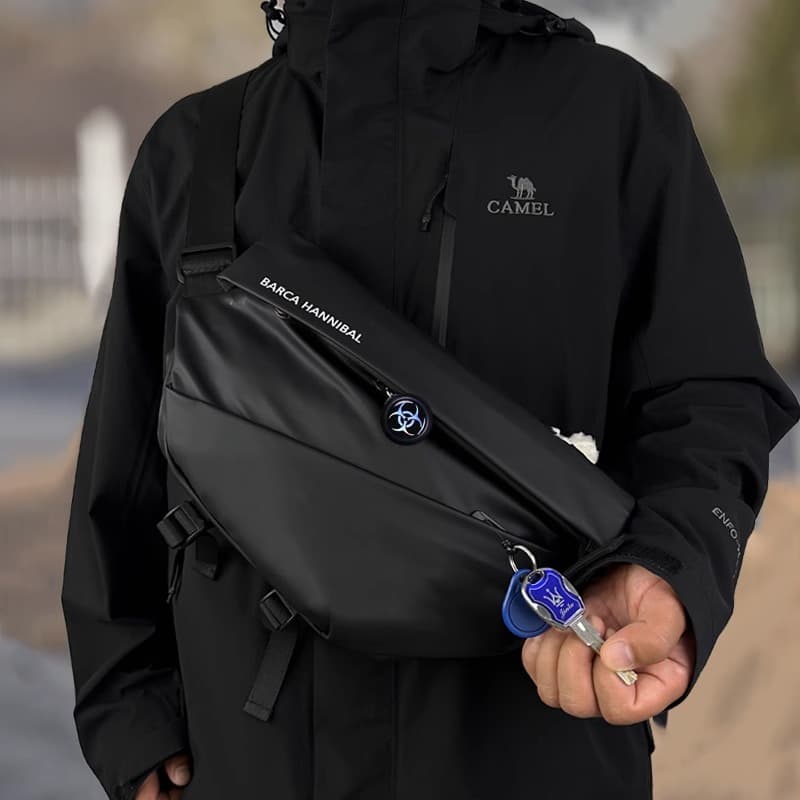 Men's Functional Crossbody Bag Backpack Water-Repellent iPad Multi-Functional Chest Bag Lightweight Motorcycle Stylish Cool Shoulder Bag
