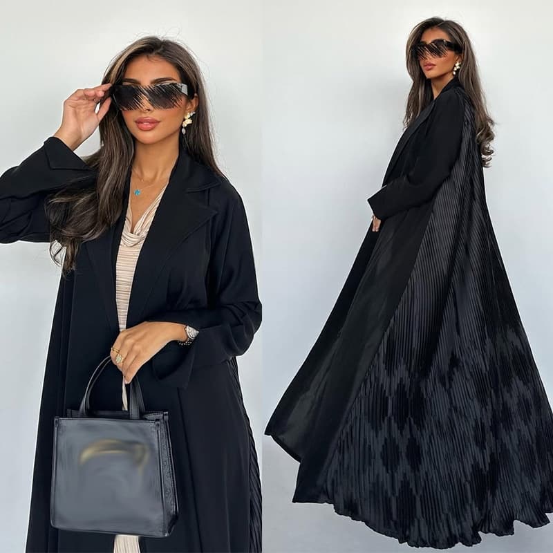 MQ205 2026 Summer New Modest Fashion Outerwear Jacket Cross-border Amazon New Black Long Dress