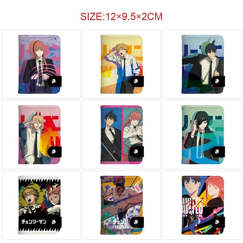Chainsaw Man Anime Merchandise Vertical Snap Wallet, Unisex Student Pocket Bi-fold Dual-Layer Card Holder Coin Purse