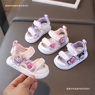 Girls' Summer Sandals New Style Baby Princess Sandals Cartoon Light-Up Soft Sole Walking Shoes Beach Sandals 1-6 Years
