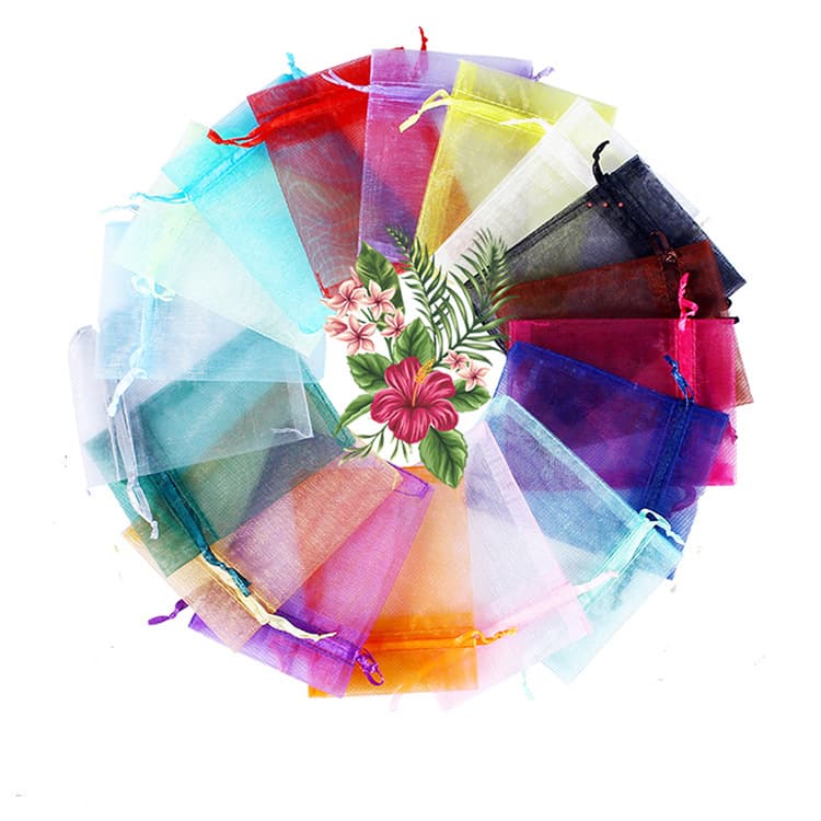 Ready-made plain organza drawstring wedding candy bag cosmetic gift jewelry mesh bag