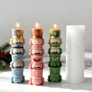 Cross-border Nutcracker Stacking Candle Silicone Mold DIY Christmas Nutcracker Scented Aroma Gypsum Ornament