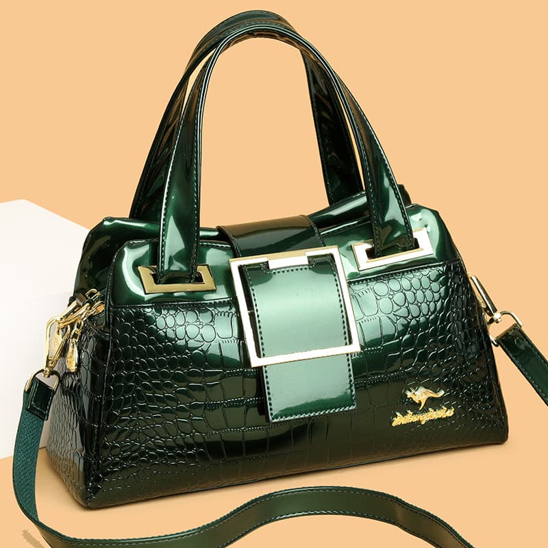 Best-selling New Patent Leather Crocodile Texture Handbag European and American Retro Women's Shoulder Bag Large Capacity Crossbody Bag