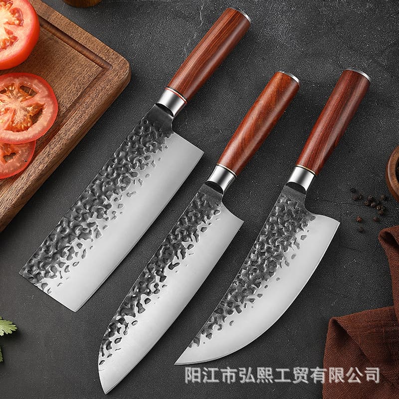 Yangjiang Small Japanese Style Kitchen Knife Set Home Use Multi-Purpose Cleaver Meat Slicer Curved Blade Tools Set for Cooking