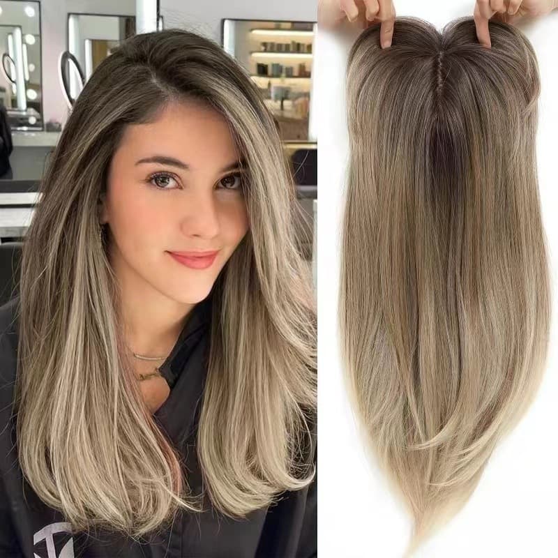 European and American wigs for women, gradient color, eight-character bangs, chemical fiber products, long curly hair, women's natural breathable hair extensions
