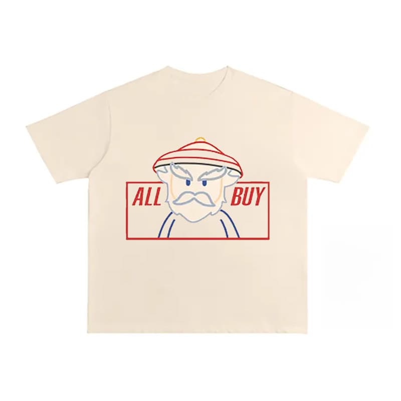 HandSevenALL BUY Oboi Print Unisex Loose Fit Casual Short Sleeve T-Shirt