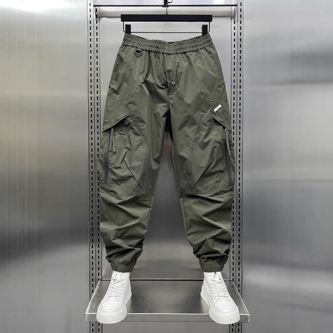 Streetwear Brand Cargo Pants Men Summer Thin Loose Pants Summer Jogger Pants Trendy American Rogue Style Ankle Length Pants