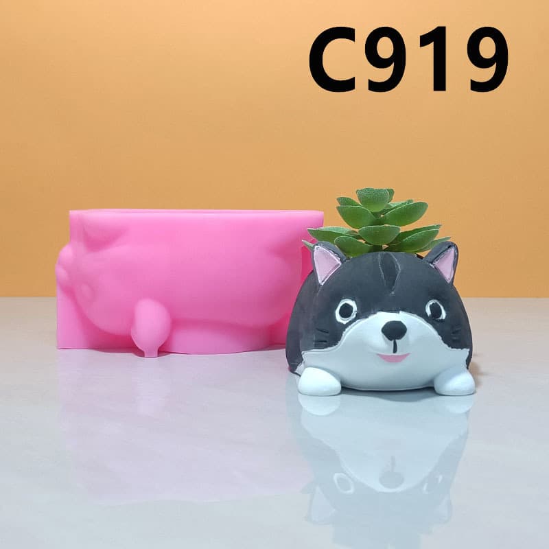 Puppy Succulent Flower Pot Silicone Mold DIY Handmade Home Three-Dimensional Indoor Creative Decoration C919