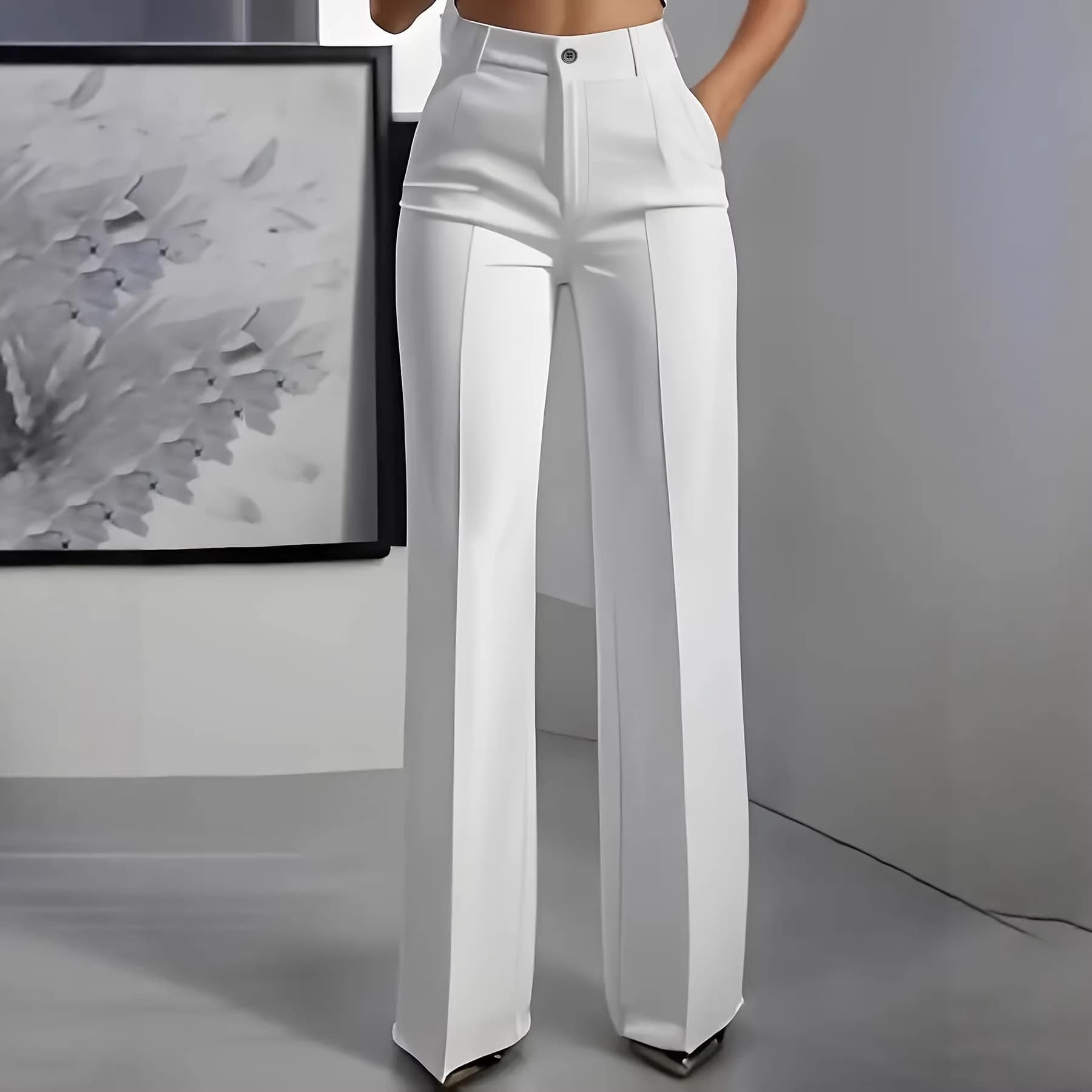 2026 European and American Cross-border Amazon High-Waist Versatile Draped Straight-Leg Simple Suit Trousers Women's New 2026
