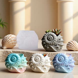 Yindian Conch Scenic Aromatherapy Plaster Cup Mold DIY Resin Storage Cup Flower Pot Ornament Silicone Mold