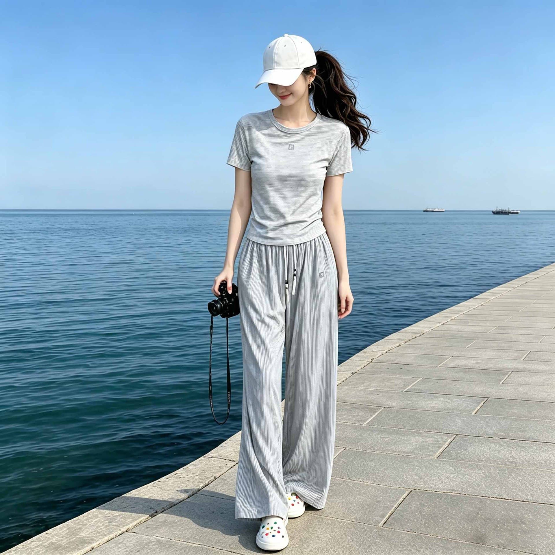 2026 Trendy Loose Fitting Slimming Shorts Two-Piece Set Fashion Sportswear for Women New Summer 3563