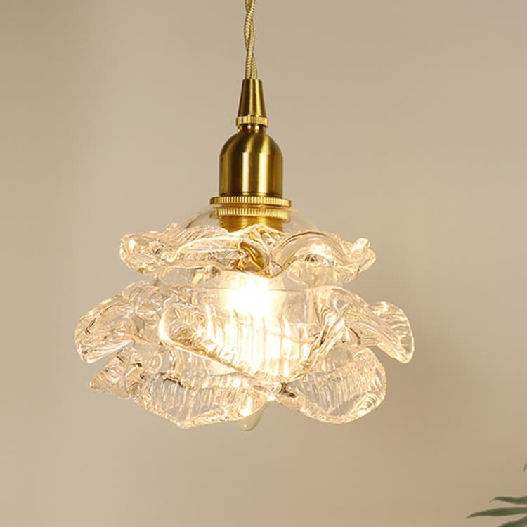 Vintage Light Luxury Rose Glass Chandelier All Copper Living Room Background Bedroom Study Chandelier Restaurant Bar Table Lamp