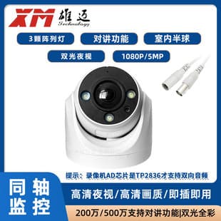 XiongMai Home Wide Angle 360° Intercom 2MP 5MP Dome TVI Dual Light Full Color Coaxial Camera