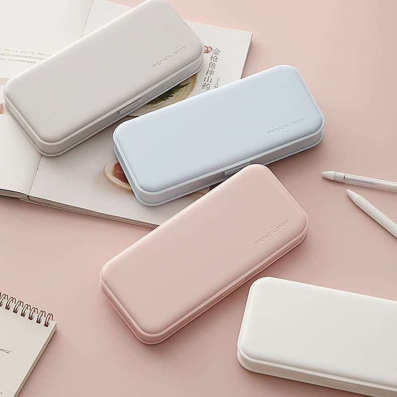 Stationery box for primary school students diy pencil box creative stationery simple pencil box high-end pencil bag cream plastic pen box