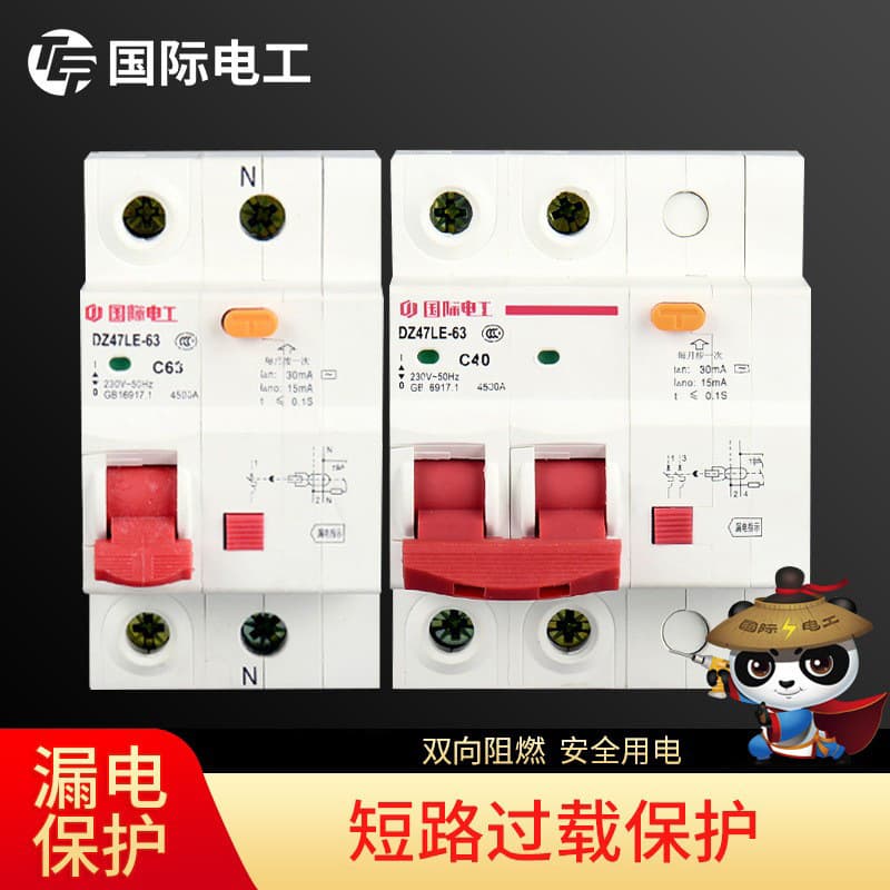 International Electrician Circuit Breaker DZ47 Household Electric Gate 1P 2P 63A Main Air Switch with Leakage Protector Miniature