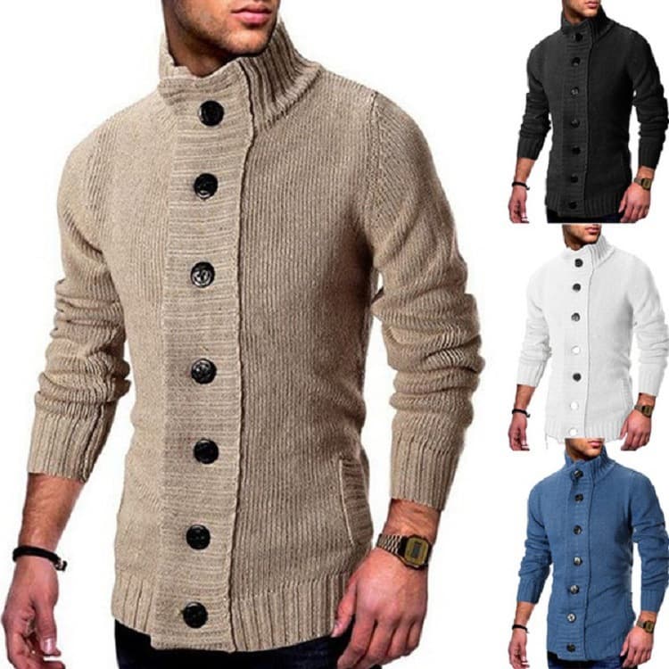 Amazon Cardigan 2025 European and American Fashion Men's Single-Breasted Knit Coat Plus Size Cross-Border Menswear