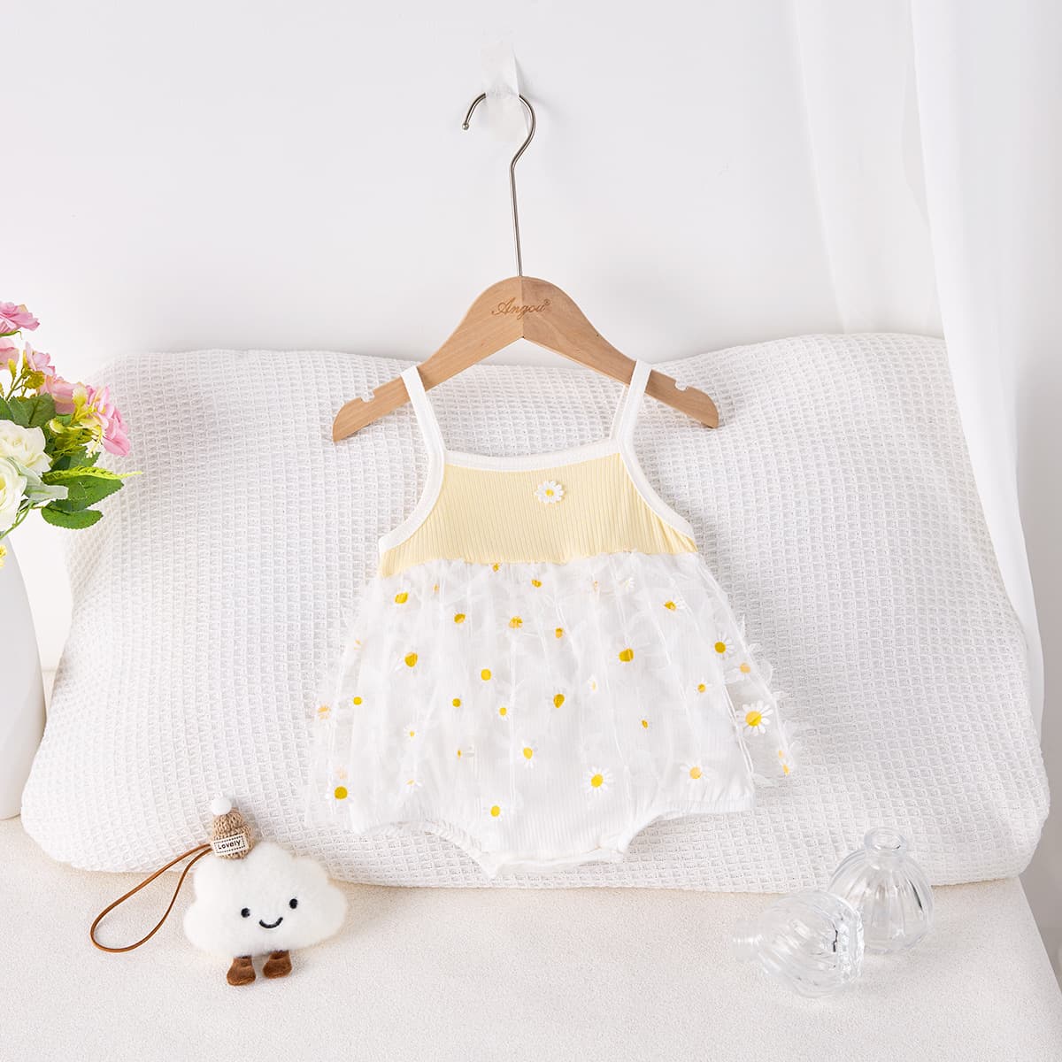 Summer Sling Jumpsuit Baby Girl Fashionable Cute Little Princess Fairy Mesh Sling Bodysuit Dress Romper