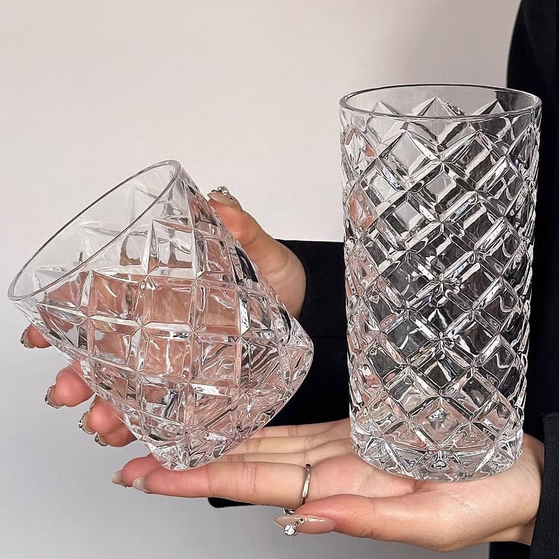 Hotel whiskey cup European brandy wine cup creative grid crystal glass personalized bar beer cup