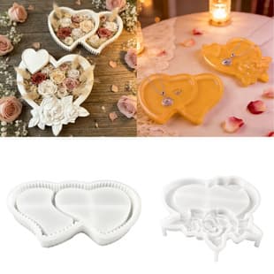 S1596+S2099 2-Piece Love Heart Tray Set Epoxy Plaster Mold DIY Silicone Mold