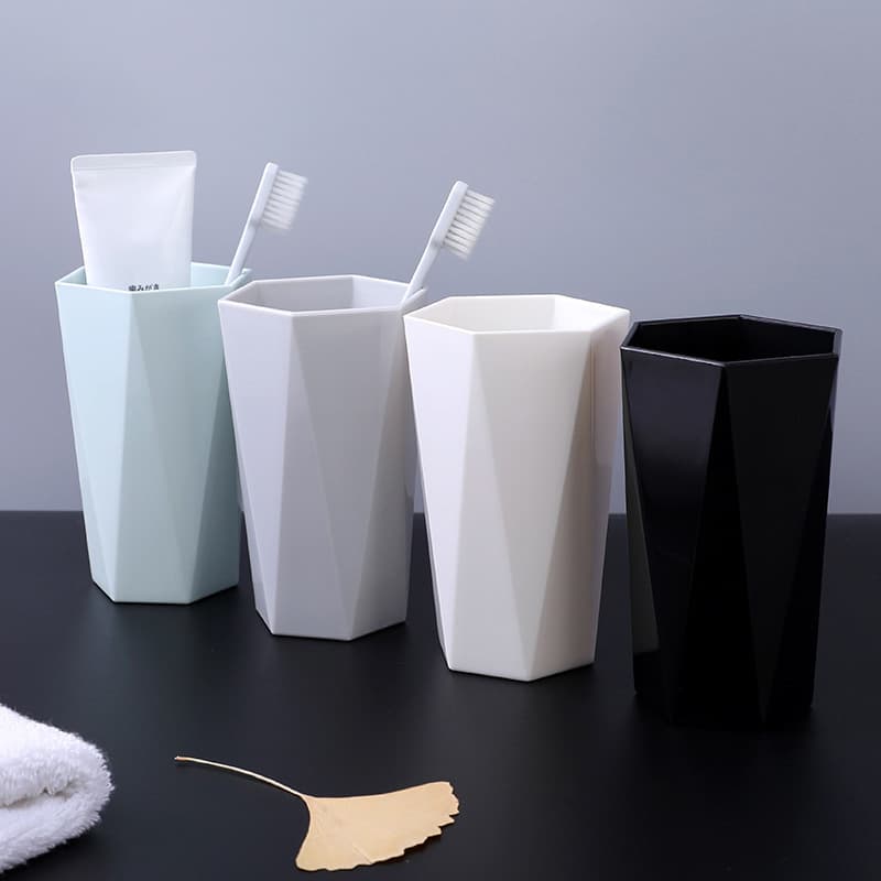 Nordic Color Diamond Shape Plastic Toothbrush Cup Simple Creative Mouthwash Cup Home Use Wash Cup Drinking Water round Shape