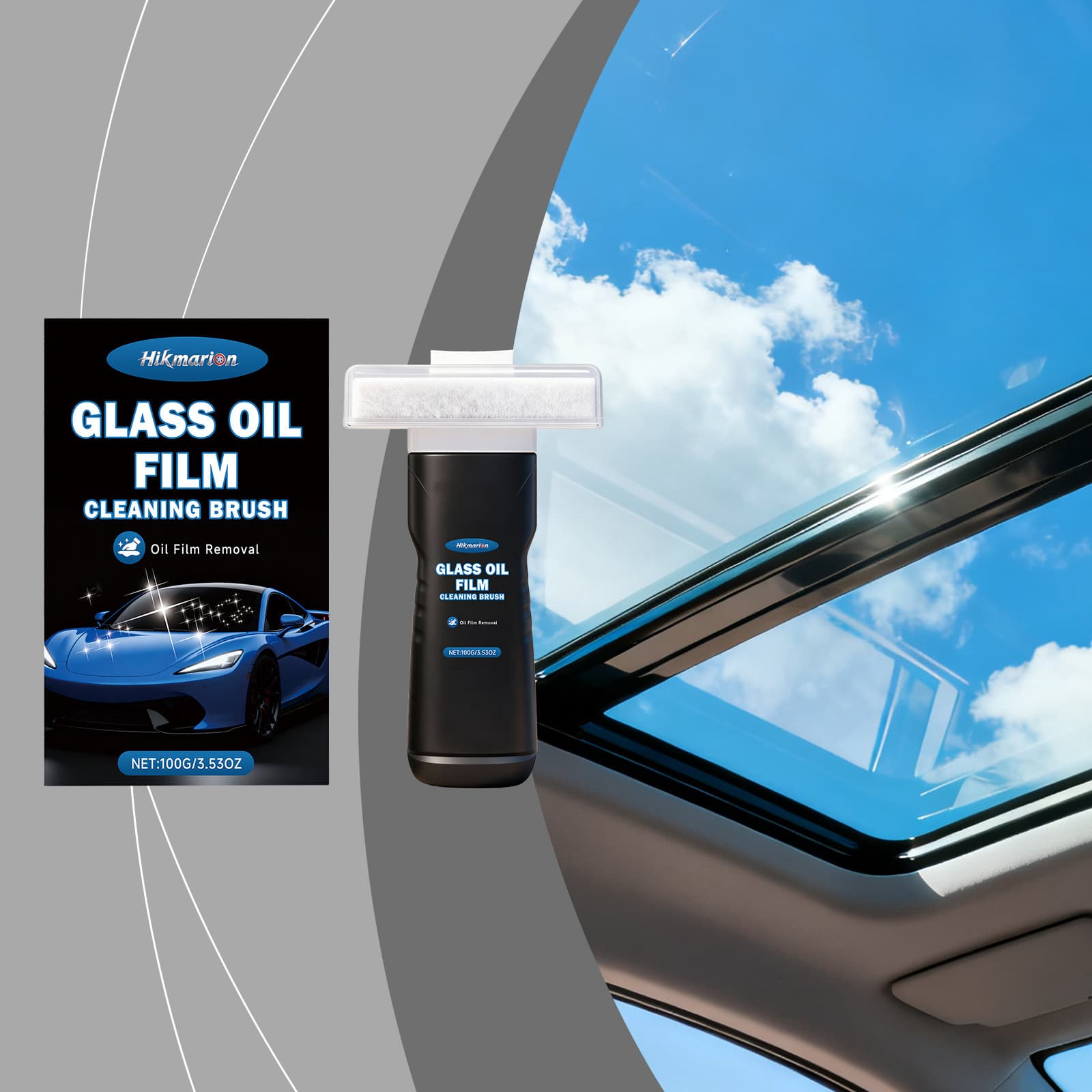 Hikmarion Car Glass Oil Film Brush Windshield Oil Film Cleaner Clear Vision Oil Film Brush