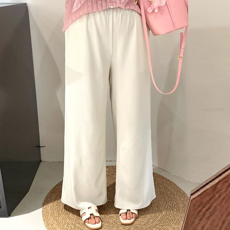 Plus Size Women's Elastic Casual Pants, High Waist Loose Floor-Length Pants, 2025 Summer Chubby Girl All-Match Wide Leg Pants NK1155
