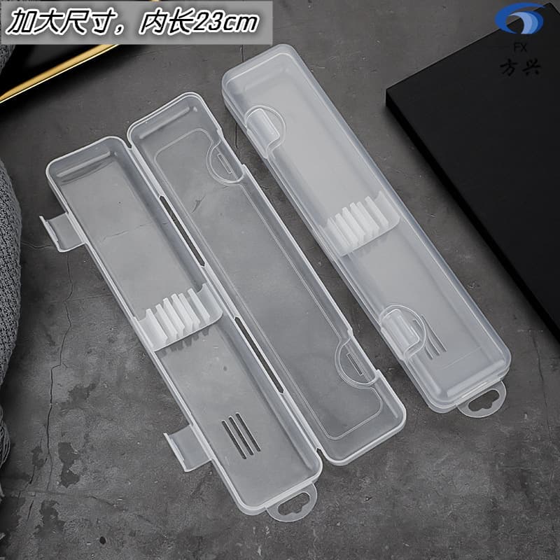 Transparent Portable Cutlery Case, Breathable Draining Makeup Brush Storage Box, Toothbrush Case Travel Flip-Top Container