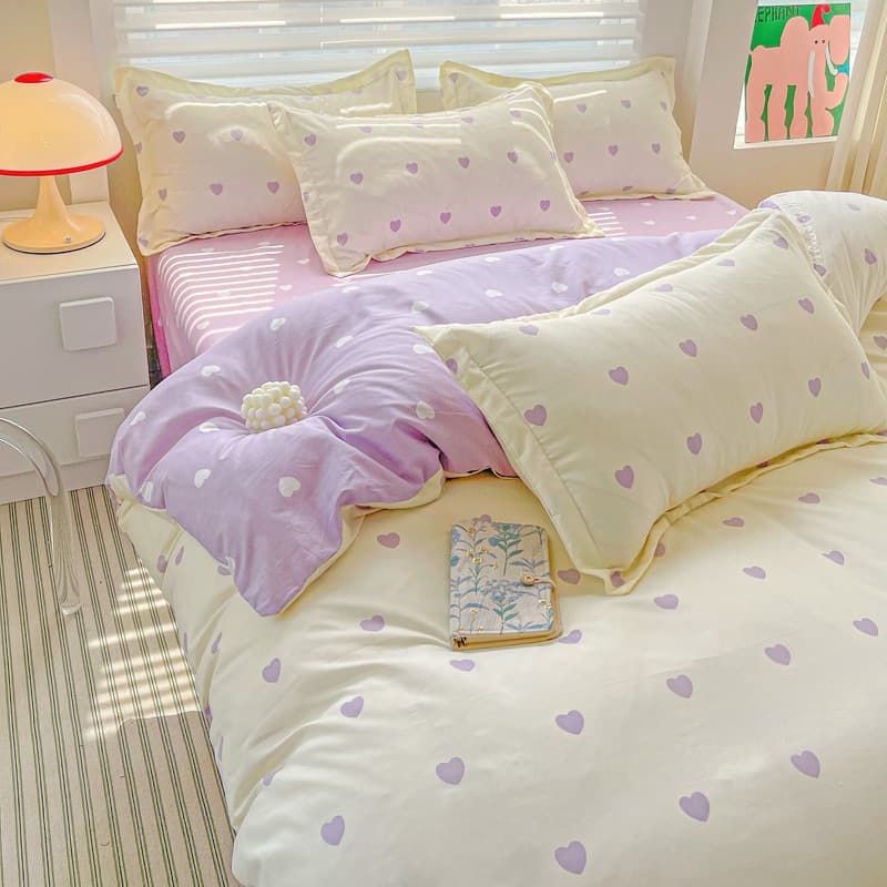 Best-selling Skin-friendly Reactive Print Student Dormitory Washed Cotton Aloe Cotton Sheet Bunk Bed Four-Piece Set