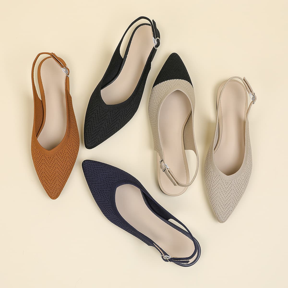 BT6-3 New Large Size Flyknit Pointed Toe Sandals for Women, Chunky Heel High Heels Fashion Women's Shoes Wholesale